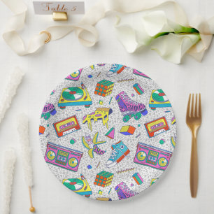 Retro 90s Skate Party Pattern Paper Plates