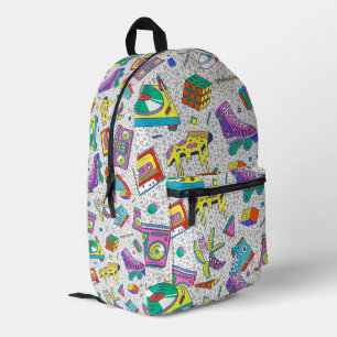 Retro 90s Skate Party Pattern Printed Backpack