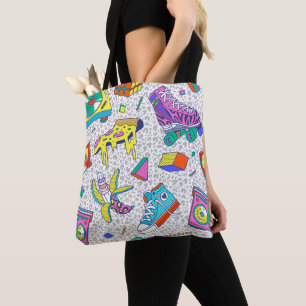 Retro 90s Skate Party Pattern Tote Bag