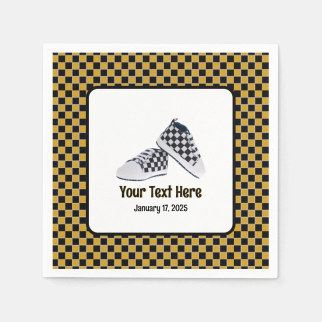 Retro 90's Skater/Hip Hop Checkerboard Baby Shoes Napkins (Front)
