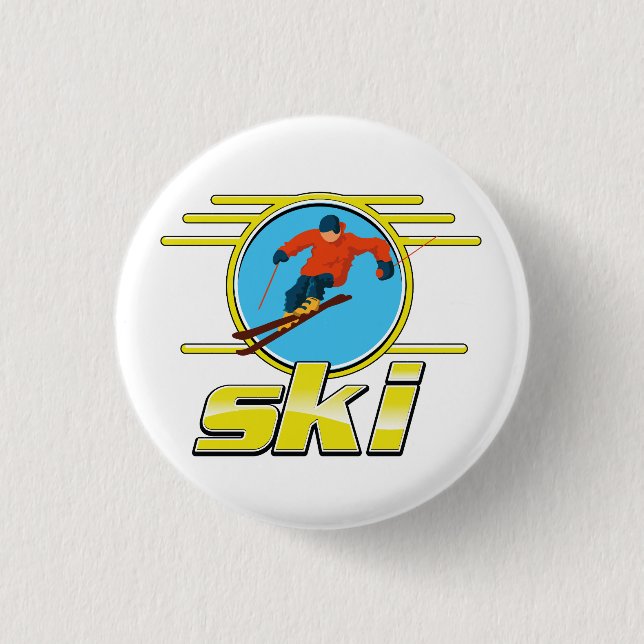 Retro 90s ski logo button (Front)