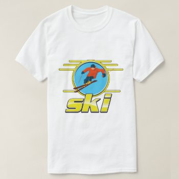 Retro 90s Ski Logo T-shirt by bartonleclaydesign at Zazzle