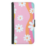Retro 90s stripes and flowers customizable design samsung galaxy s5 wallet case