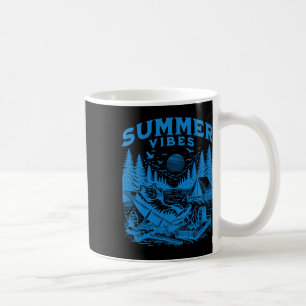 Retro 90s Summer Vibes Cat Camping Funny Cat Meme Coffee Mug