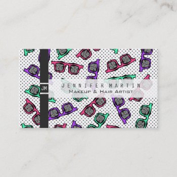 Retro 90s Sunglasses Sketched In Pink Teal Purple Business Card by BlackStrawberry_Co at Zazzle