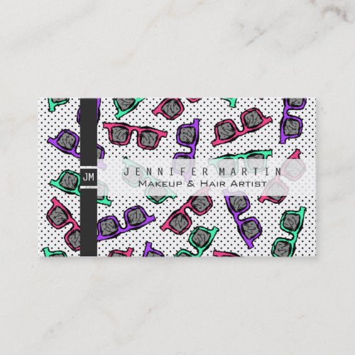 Retro 90s Sunglasses Sketched in Pink Teal Purple Business Card