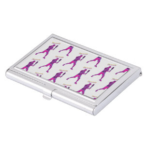 Retro 90s Tennis Player Pattern Business Card Case