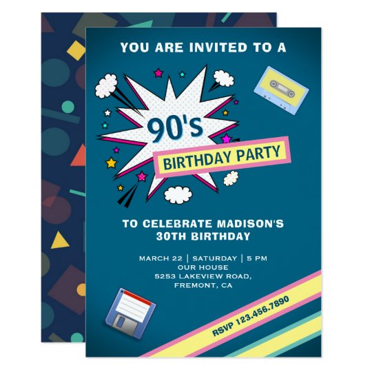 Retro 90 S Theme Birthday Party Invitation Zazzle Com