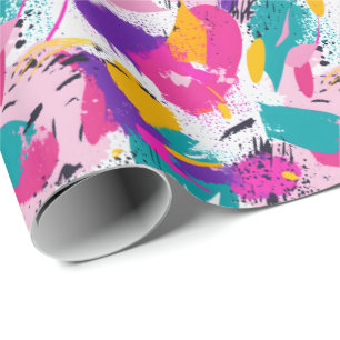 Retro 90s tiled pattern party  wrapping paper
