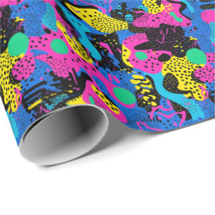 Retro 90s tiled pattern party wrapping paper