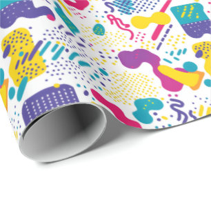 Retro 90s tiled pattern party  wrapping paper