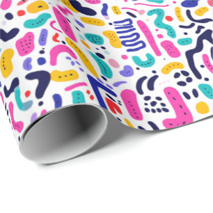 Retro 90s tiled pattern party wrapping paper
