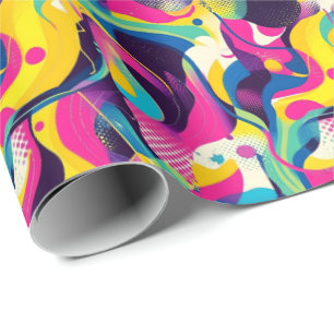 Retro 90s tiled pattern party wrapping paper