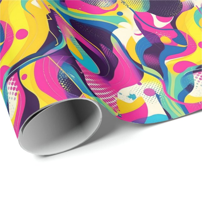 Retro 90s tiled pattern party  wrapping paper (Roll Corner)