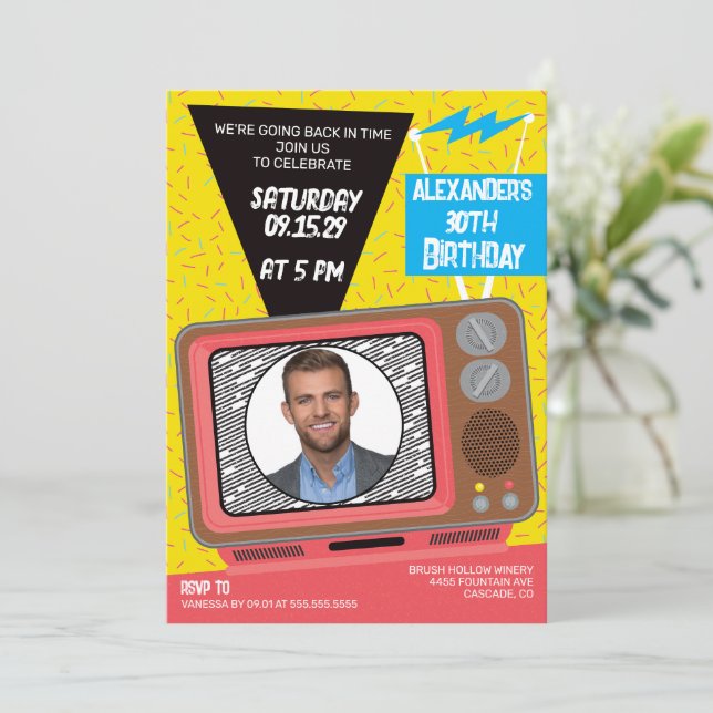 Retro 90's TV Birthday Party Invitation (Standing Front)
