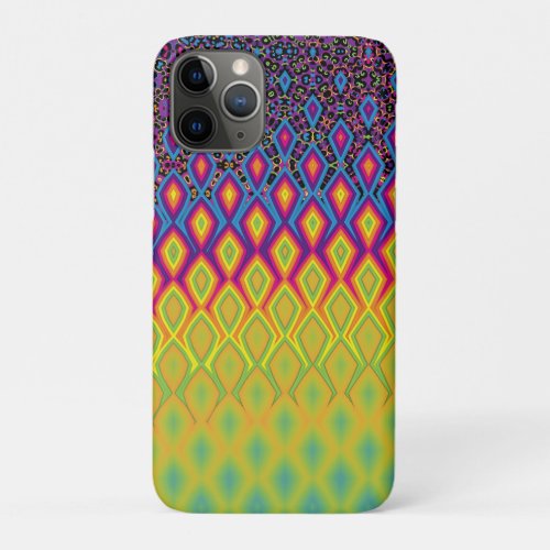 Retro 90s Vibrant Neon Color Abstract Pattern iPhone 11 Pro Case