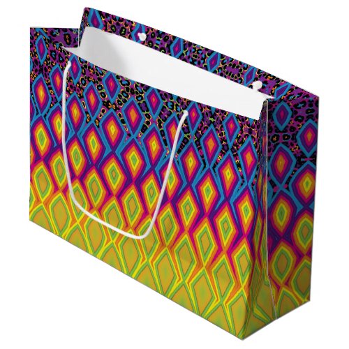 Retro 90s Vibrant Neon Color Abstract Pattern Play Large Gift Bag