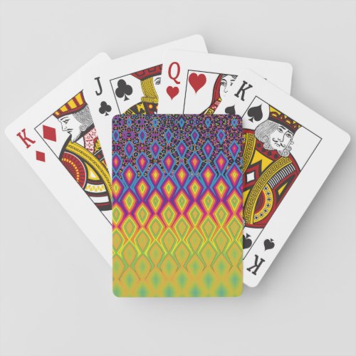 Retro 90s Vibrant Neon Color Abstract Pattern Playing Cards