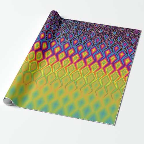 Retro 90s Vibrant Neon Color Abstract Pattern Wrapping Paper