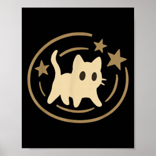 Retro 90s Y2k Ed Cat Cosmic Stars Gift For Men Wom Poster
