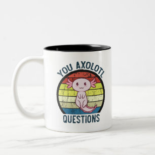 Retro 90s You Axolotl Questions Vintage Sunset Two-Tone Coffee Mug