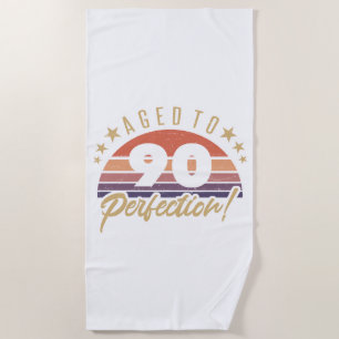Retro 90th Birthday Humor Beach Towel