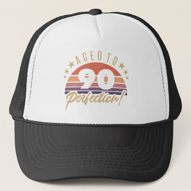 Retro 90th Birthday Humor Trucker Hat (Front)