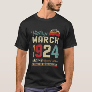 Retro 98Th Birthday 98 Years Old March 1924 Vintag T-Shirt