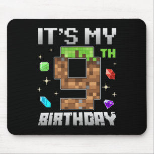 Retro 9th Birthday Boy Level 9 Video Gamer Pixel G Mouse Pad