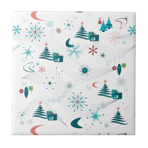 Retro A Go_Go Christmas Ceramic Tile