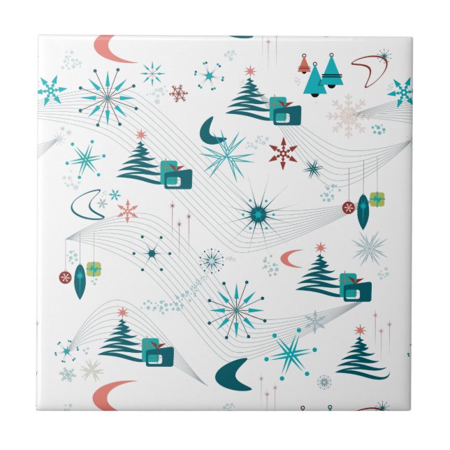 Retro A Go-Go Christmas Ceramic Tile (Front)