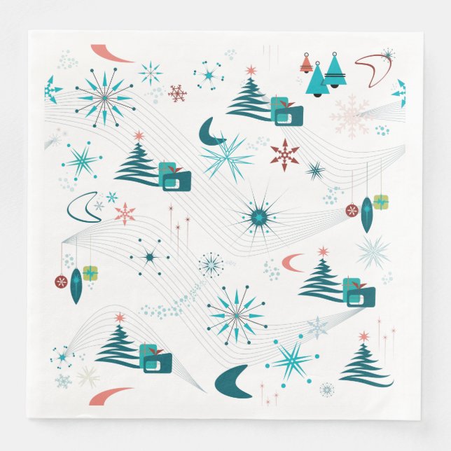 Retro A Go-Go Christmas Paper Dinner Napkins (Front)