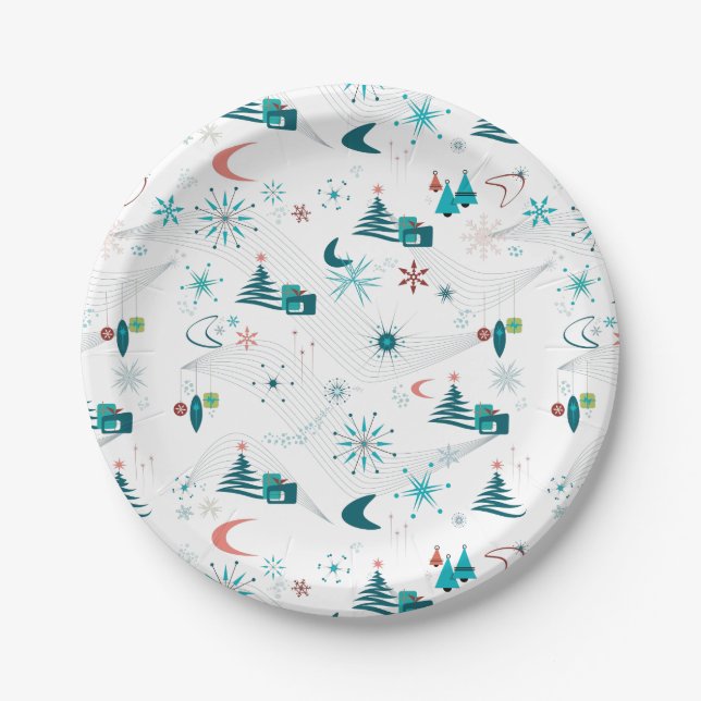 Retro A Go-Go Christmas Paper Plates (Front)