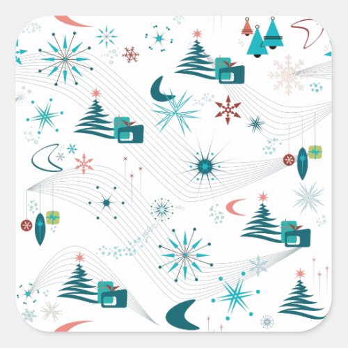 Retro A Go_Go Christmas Square Sticker