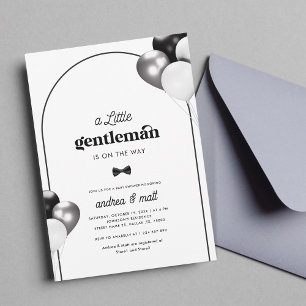 Retro A Little Gentleman Arch Bow Tie Baby Shower Invitation