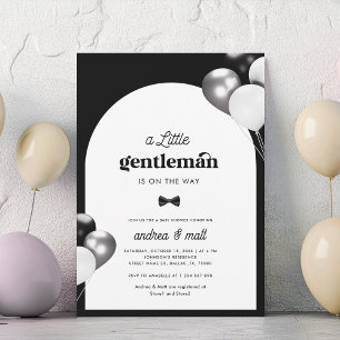 Retro A Little Gentleman Bow Tie Boy Baby Shower Invitation