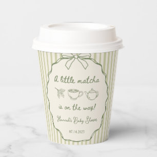 Retro A Little Matcha Tea Baby Shower Paper Cups