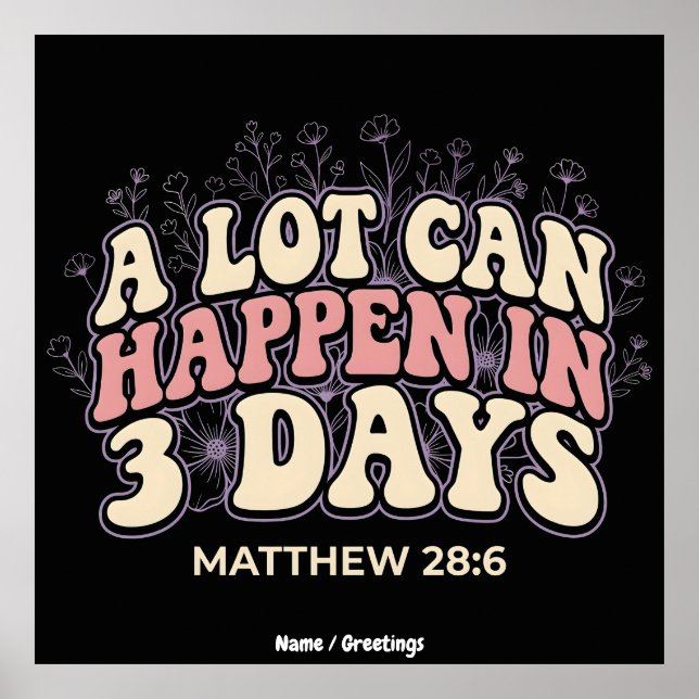 Retro A Lot Can Happen In 3 Days Christian Easter  Poster (Front)