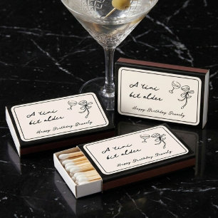 Retro A Tini Bit Older Martini Birthday Favor Matchboxes