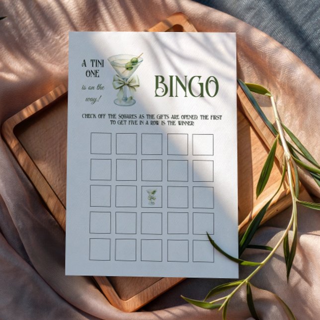 Retro A Tini One Martini Baby Shower Bingo Game Note Card (Creator Uploaded)