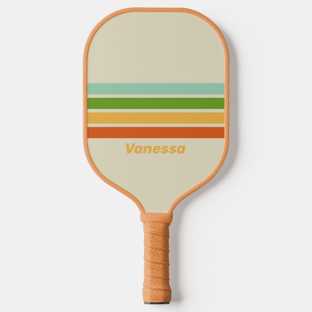 Retro ABC Street Across Striping with Name Pickleball Paddle (Front)