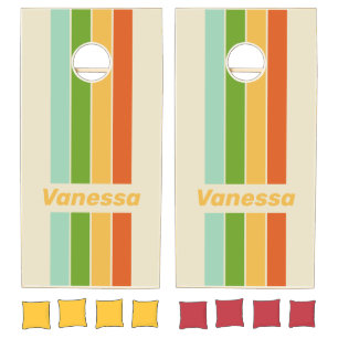 Retro ABC Street Pin Striped with Name Cornhole Set