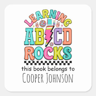 Retro abc this book belongs to kids bookplate