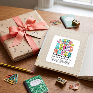 Retro abc this book belongs to kids bookplate