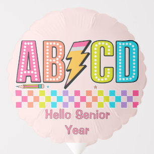 Retro ABCD Alphabet Lightning Bolt Back To School Balloon