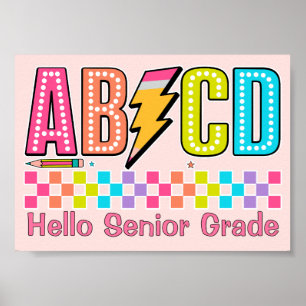 Retro ABCD Alphabet Lightning Bolt Back To School Poster
