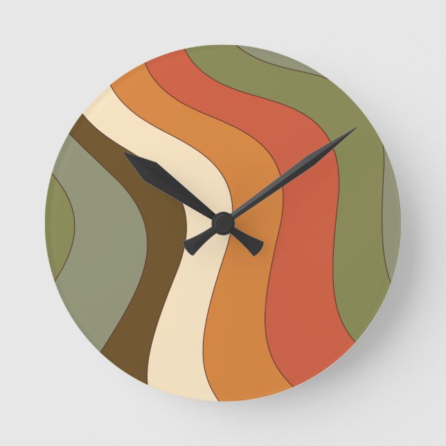 Retro abstract 70s 60s 80s 50s round clock (Front)