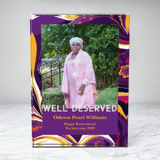 Retro Abstract African Black Mom Retirement Gift Photo Block