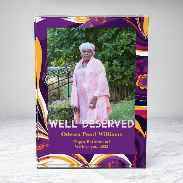 Retro Abstract African Black Mom Retirement Gift Photo Block (Retro Abstract African Black Mom Retirement Gift Photo Block)