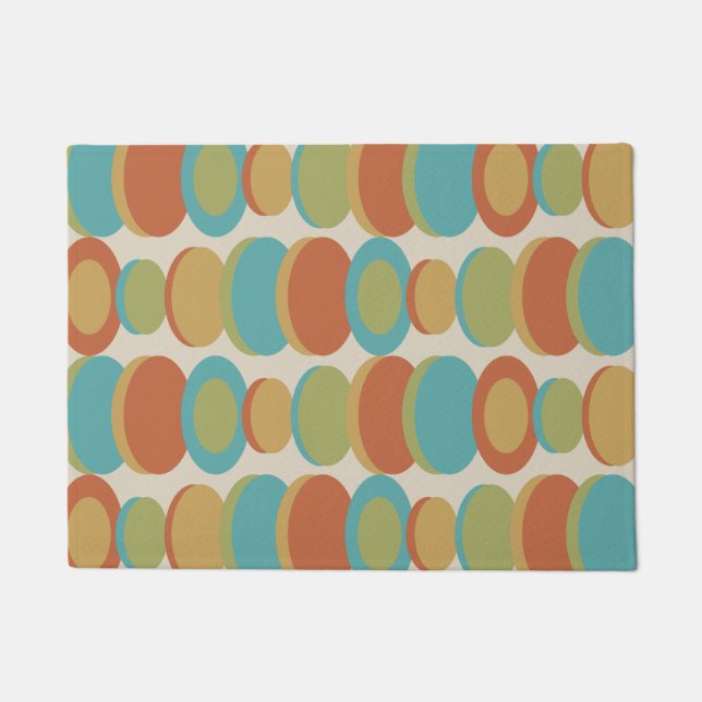 Retro Abstract Art Circles Multicolored Doormat (Front)